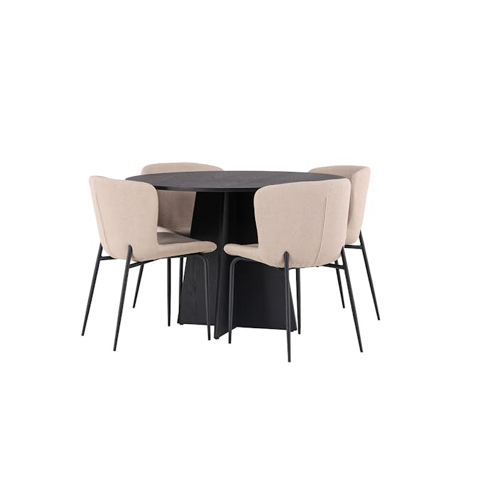 Matgrupp Venture Home Bootcut Ø110 cm med 4 Modesto Stolar
