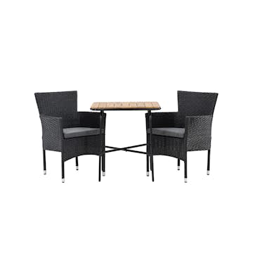 Cafégrupp Venture Home Holmbeck Bord med 2 Malina Trädgårdsstolar Utomhus