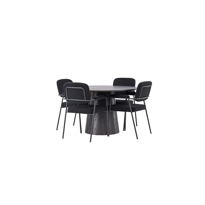 Matgrupp Venture Home Lanzo Ø120 cm med 4 st Yesterday stolar