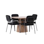 Matgrupp Venture Home Lanzo Runt Matbord Ø120 cm & 4 Yesterday Stolar i Boucle