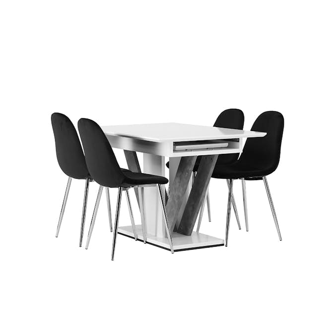 Matgrupp Venture Home Disa med 4 Polar Sammet Stolar