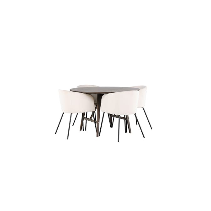 Matgrupp Venture Home Kaseidon Ø100 cm med 4 st Berit stolar