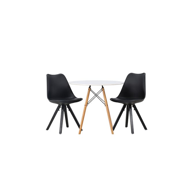 Matgrupp Venture Home Danburi Ø60 cm med 2 st Zeno stolar