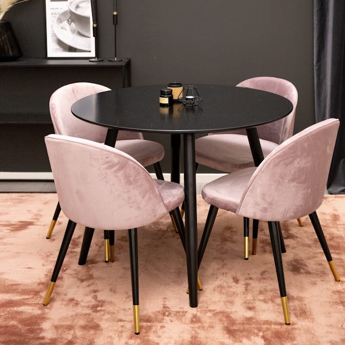 Matgrupp Venture Home Plaza med 4st Velvet Stolar