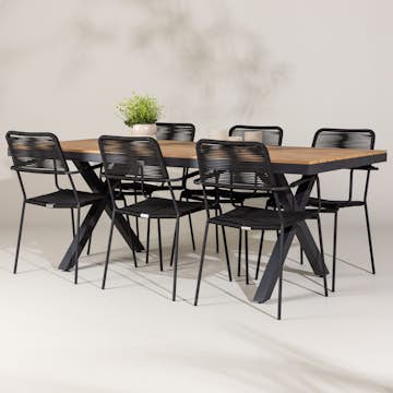 Trädgårdsgrupp Venture Home Garcia med 6 Lindos Trädgårdsstolar