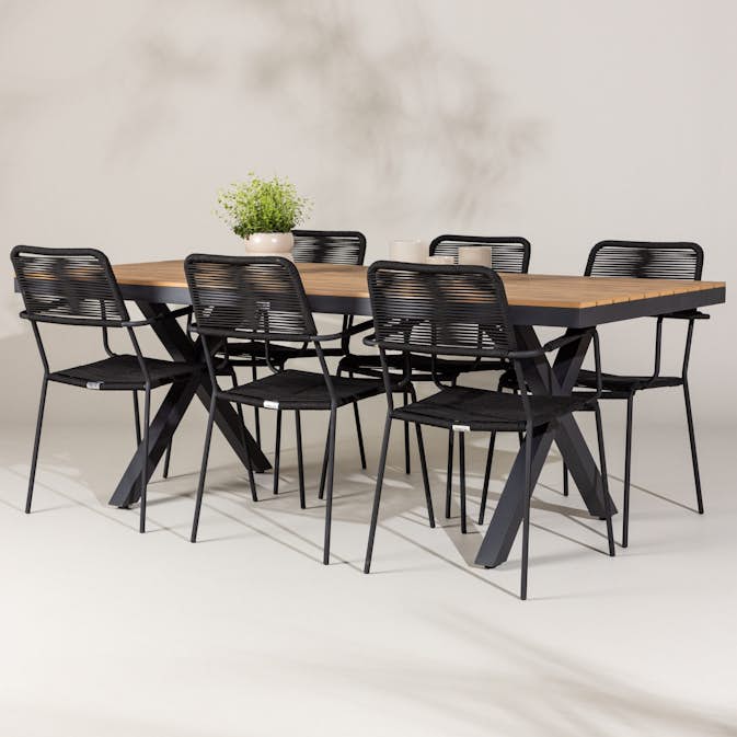 Trädgårdsgrupp Venture Home Garcia med 6 Lindos Trädgårdsstolar