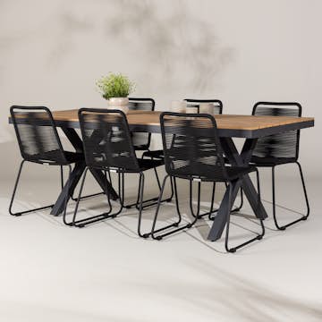 Trädgårdsgrupp Venture Home Garcia med 6 Lindos Trädgårdsstolar