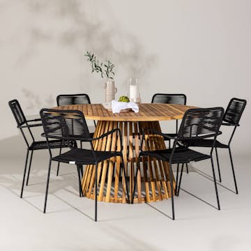 Trädgårdsgrupp Venture Home Tucumán med 6 Lindos Trädgårdsstolar