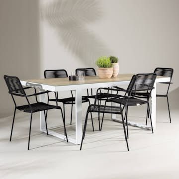 Trädgårdsgrupp Venture Home Merlo med 6 Lindos Karmstolar