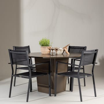 Trädgårdsgrupp Venture Home Santa Fe med 4 Copacabana Stolar