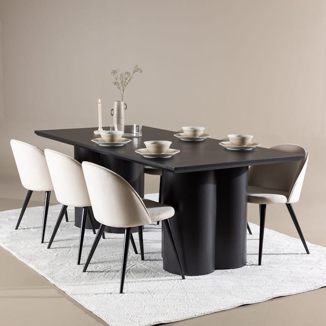 Matgrupp Venture Home Olivia 210 med 6 st Velvet Stolar