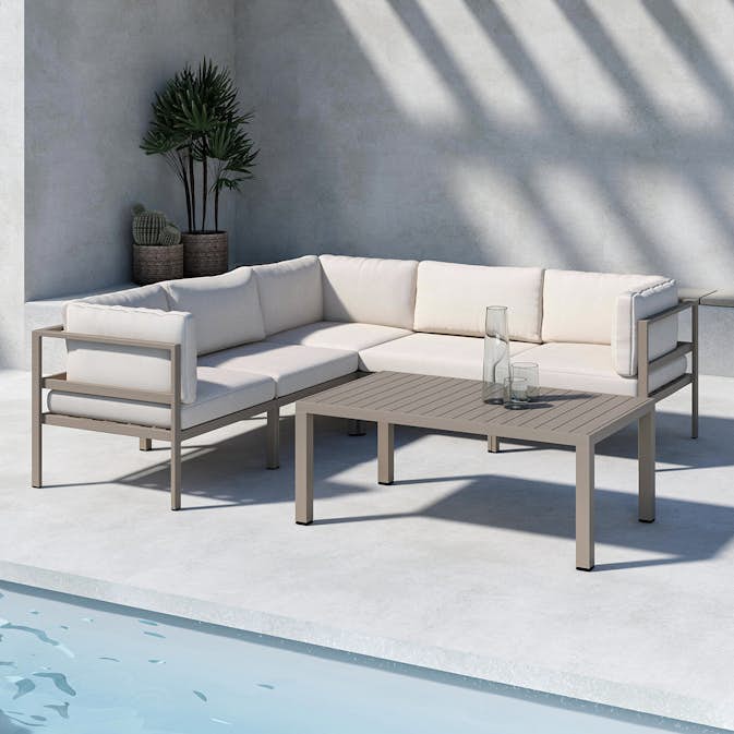 Loungegrupp Venture Home Copacabana Soffbord 45x120x70 med 3+2 Soffmoduler