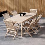 Trädgårdsmatgrupp Venture Home Kenya Rektangulärt Matbord 180x90x75 med 6 st Kenya Trädgårdsstolar