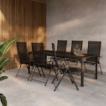 Trädgårdsmatgrupp Venture Home Giardini Rektangulärt Matbord 200x90x72 Svart med 6 st Levanzo Trädgårdsstolar Svart