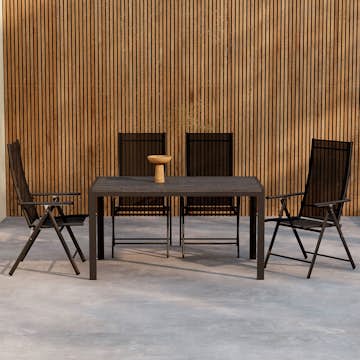 Trädgårdsmatgrupp Venture Home Mirko Matbord Svart med 4 st Levanzo Trädgårdsstol Svart