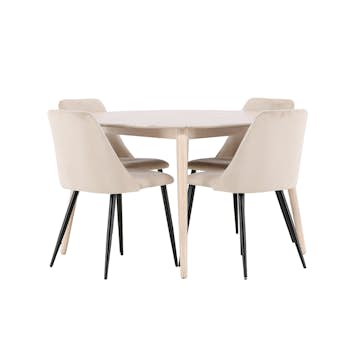 Matgrupp Venture Home Flora Ø120 cm med 4st Night Matstolar