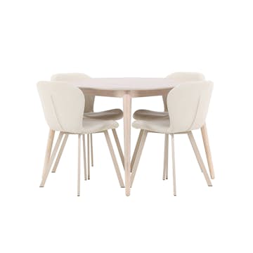 Matgrupp Venture Home Flora Ø120 cm med 4st Lilja Matstolar