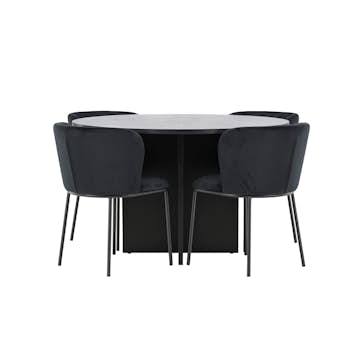 Matgrupp Venture Home Strada Ø120 cm med 4st Edina Matstolar