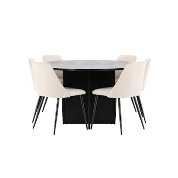 Matgrupp Venture Home Strada Ø120 cm med 6st Night Matstolar