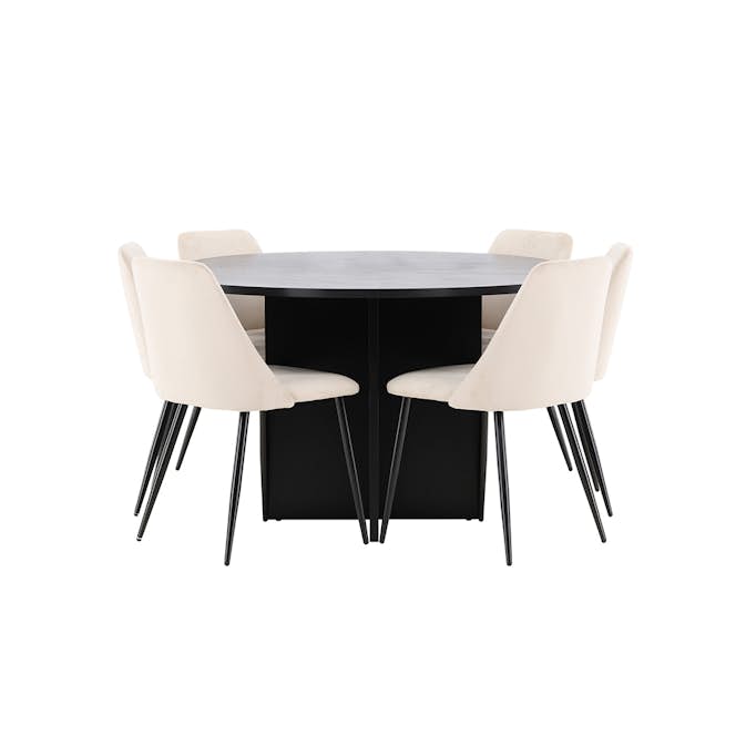 Matgrupp Venture Home Strada Ø120 cm med 6st Night Matstolar