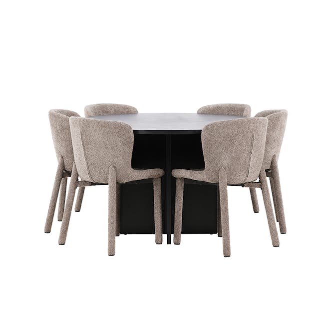 Matgrupp Venture Home Strada Ø120 cm med 6st Astoria Matstolar