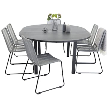 Matgrupp Venture Home Madrid Ø 140 med 6 Leon Matstolar