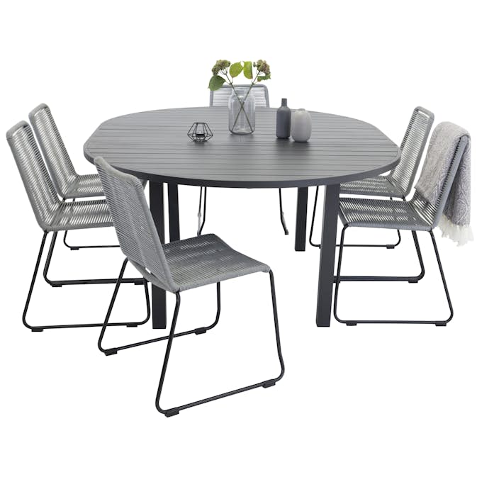 Matgrupp Venture Home Madrid Ø 140 med 6 Leon Matstolar