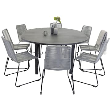 Matgrupp Venture Home Madrid Ø 140 med 8 Leon Matstolar