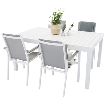 Matgrupp Utomhus Venture Home Madrid 160/240 med 4 Pincy Trädgårdsstolar