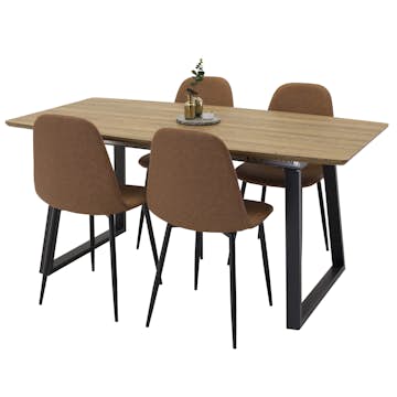 Matgrupp Venture Home Ina med 4 Pobbie Stolar Konstläder Brun