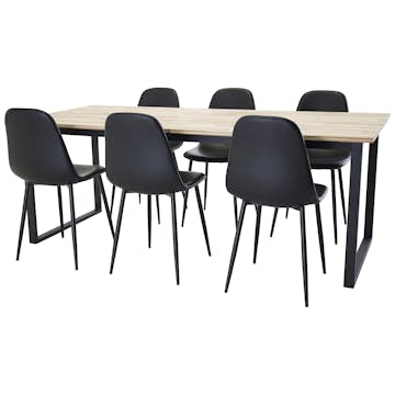 Matgrupp Venture Home Cornelia med 6 Pobbie Stolar Svarta Ben