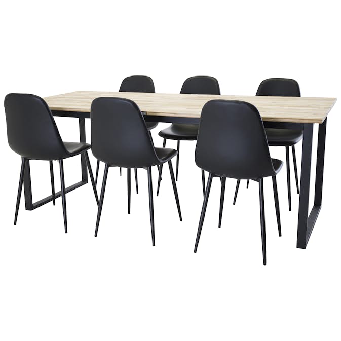 Matgrupp Venture Home Cornelia med 6 Pobbie Stolar Svarta Ben