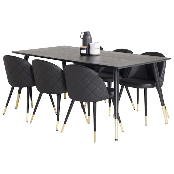 Matgrupp Venture Home Dipp med 6 Velvet Stolar