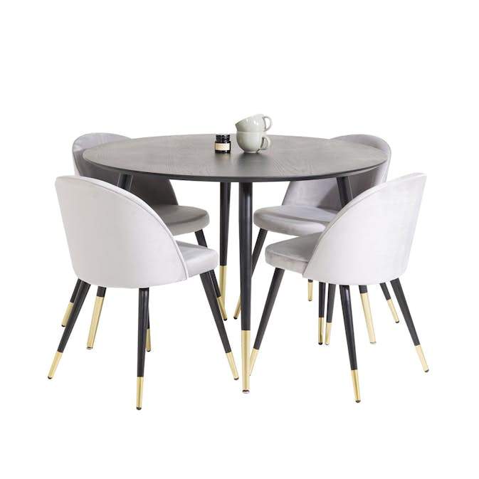 Matgrupp Venture Home Dipp med 4 Velvet stolar Runt