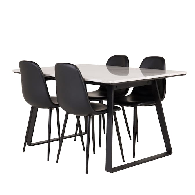 Matgrupp Venture Home Estelle 140 med 4 Pobbie Stolar Läder