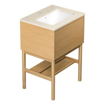 Tvättställskåp Gustavsberg Ducentic 60 cm med Stenbänkskiva, Underlimmat Tvättställ och Benställning