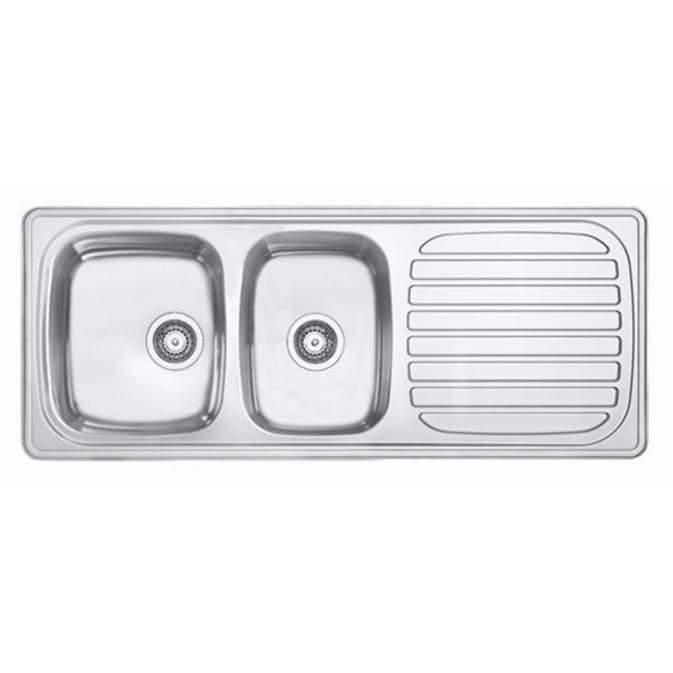 Infälld Diskbänk Contura Steel Harmony H 1200K Rostfri Vändbar Dubbel Diskho