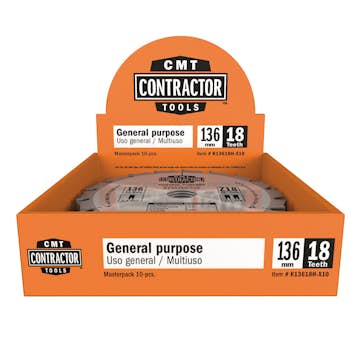 Sågklinga CMT Orange Tools Contractor 136x1,5x20 Z18 W 10 st