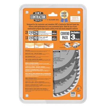 Sågklinga CMT Orange Tools Contractor Set 3 delar 190x30 Z24-24-40 W C