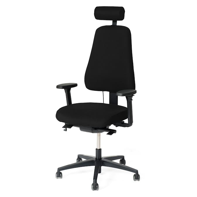 Kontorsstol Lanab Group LD 6340 Svart Stol med Justerbar Sits & Ryggstöd