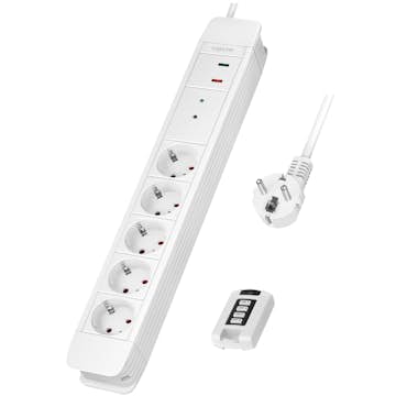 Grenuttag LogiLink 5-vägs Med Fjärr 433 MHz Överspänningsskydd 1,5 m