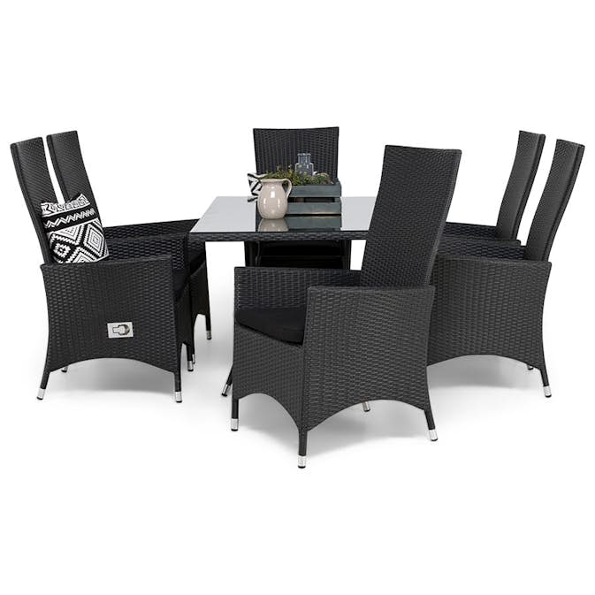 Matgrupp Utomhus Comfort Garden Thor 140 med 6 Jenny Ställbara Utefåtöljer