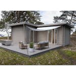 Attefallshus Baseco Nordanås 30m² Trästuga med Altan & Pulpettak