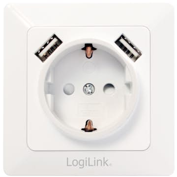 Vägguttag LogiLink 230V Med 2xUSB 2,1A
