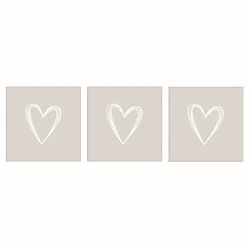Servett Paperproducts Design Pure Heart 33x33 cm Taupe 3 st 20-pack