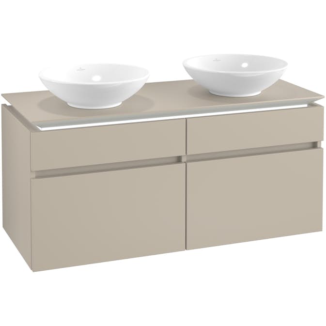 Tvättställsskåp Villeroy & Boch Legato 1200 med 4 Lådor för Två Ytmonterade Tvättställ