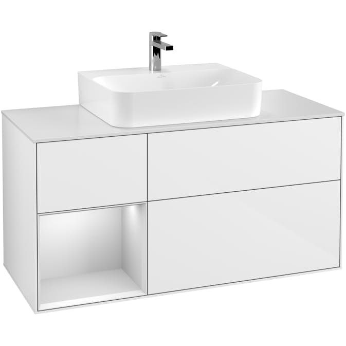 Tvättställsskåp Villeroy & Boch Finion med 3 Lådor Hylla och Bänkskiva för Centrerat Tvättställ