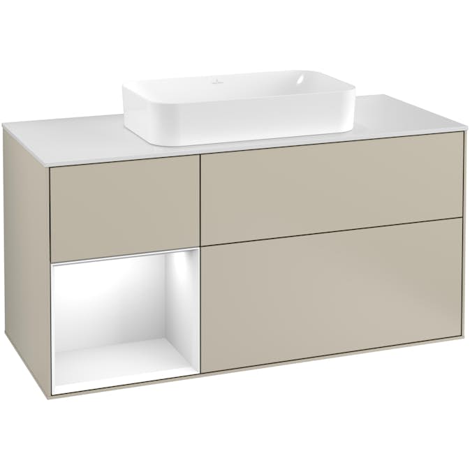Tvättställsskåp Villeroy & Boch Finion med 3 Lådor Hylla och Bänkskiva för Fristående Tvättställ