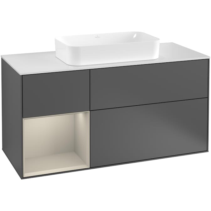 Tvättställsskåp Villeroy & Boch Finion med 3 Lådor Hylla och Bänkskiva för Fristående Tvättställ