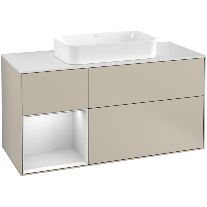 Tvättställsskåp Villeroy & Boch Finion med 3 Lådor Hylla och Bänkskiva för Fristående Tvättställ